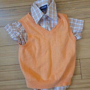 Cherokee plaid button down shirt with sweater vest kids 2t